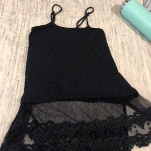 Black long, flowy, lacey tank top
